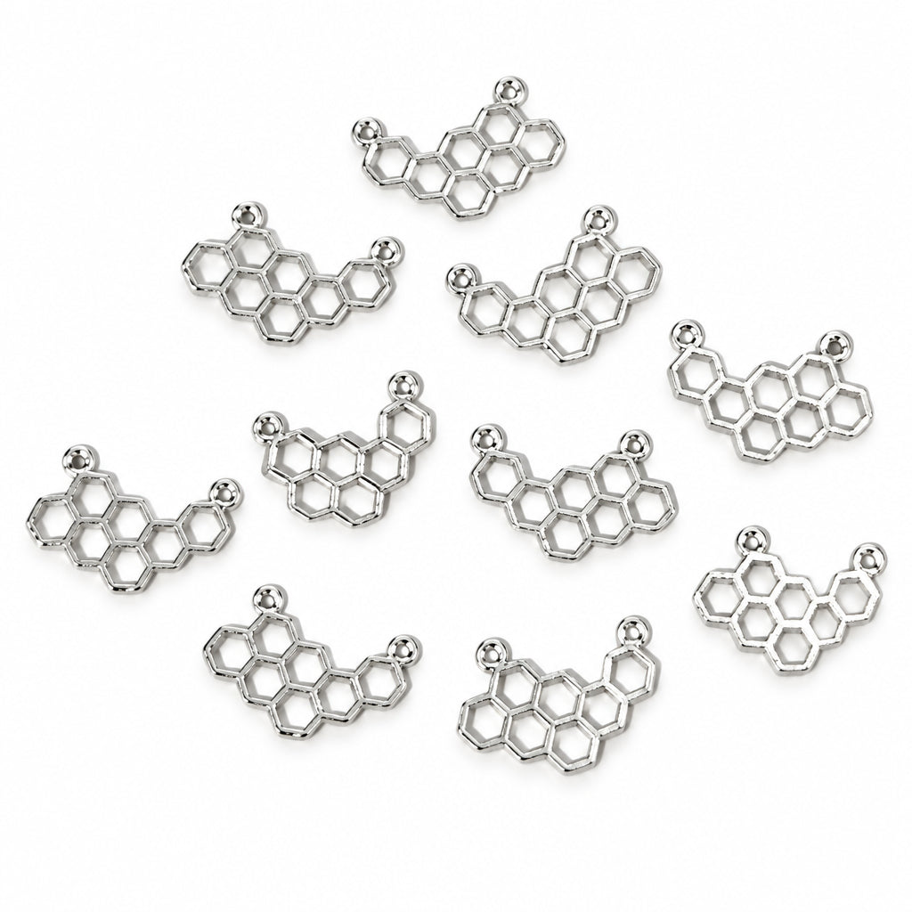 10pc Silver Honeycomb Link Connector Charms
