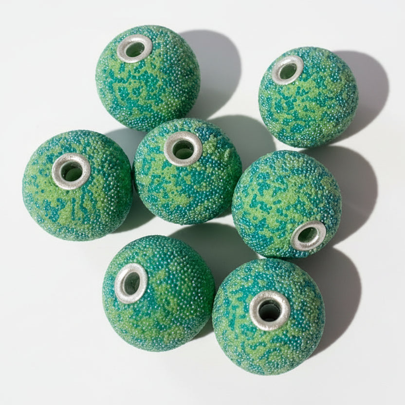 7pc Green & Blue Kashmiri Beads