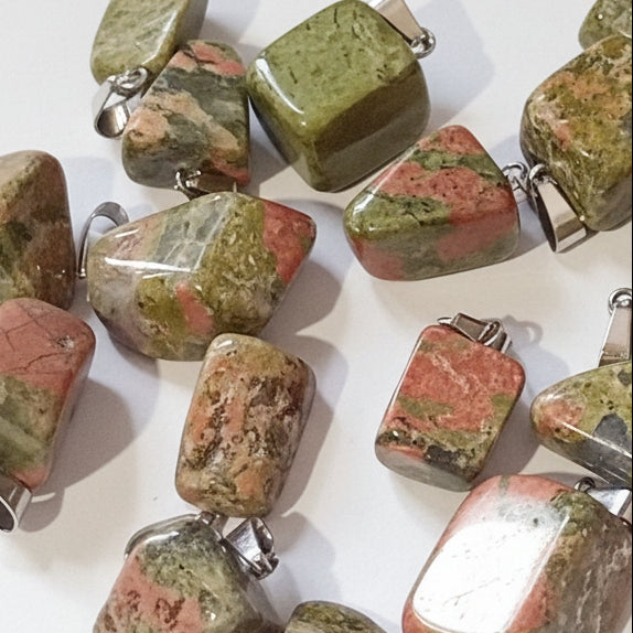 Unakite Nugget Pendant with Bail