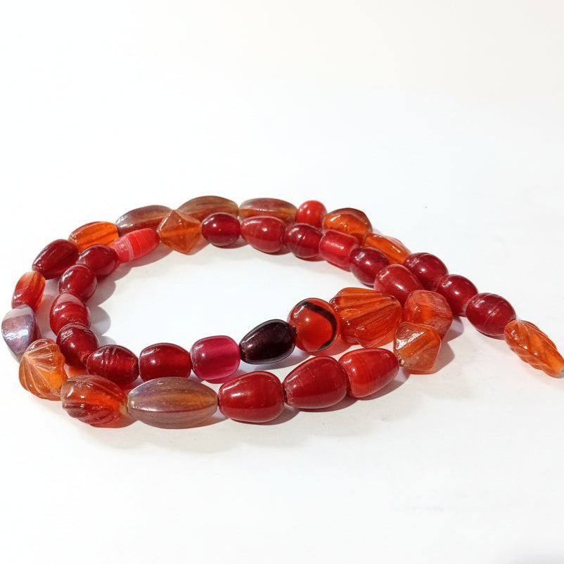 40pc Red & Orange Lampwork Bead String