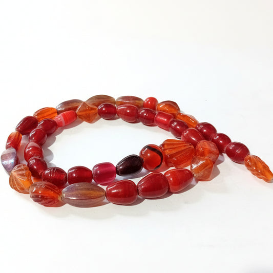 40pc Red & Orange Lampwork Bead String