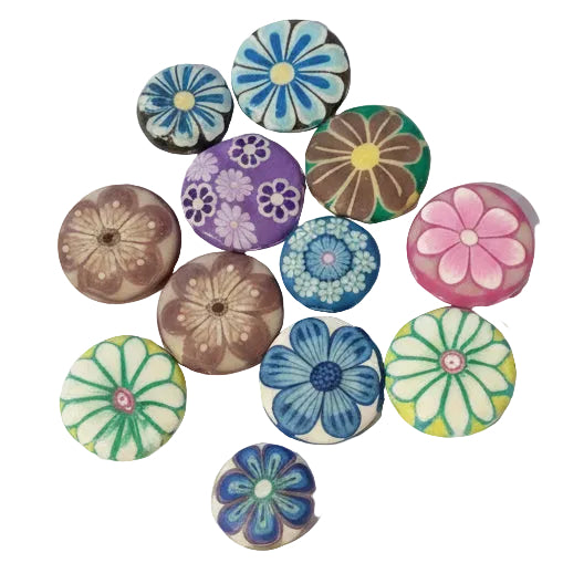 12pc Round Mixed Disc Polymer Clay Beads