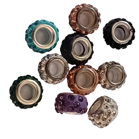 10pc Mix Of European Rhinestone Beads