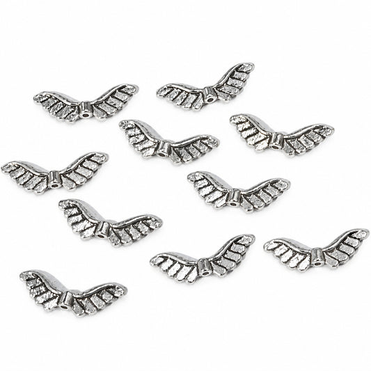 10pc Silver Angel Wings - Detailed Charms
