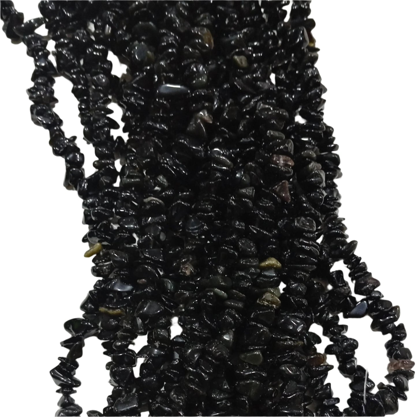 Obsidian Chip Bead Strand