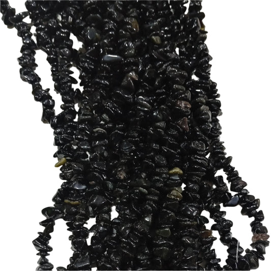 Obsidian Chip Bead Strand