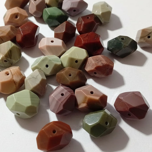 6pc Natural Faceted Gemstone Beads