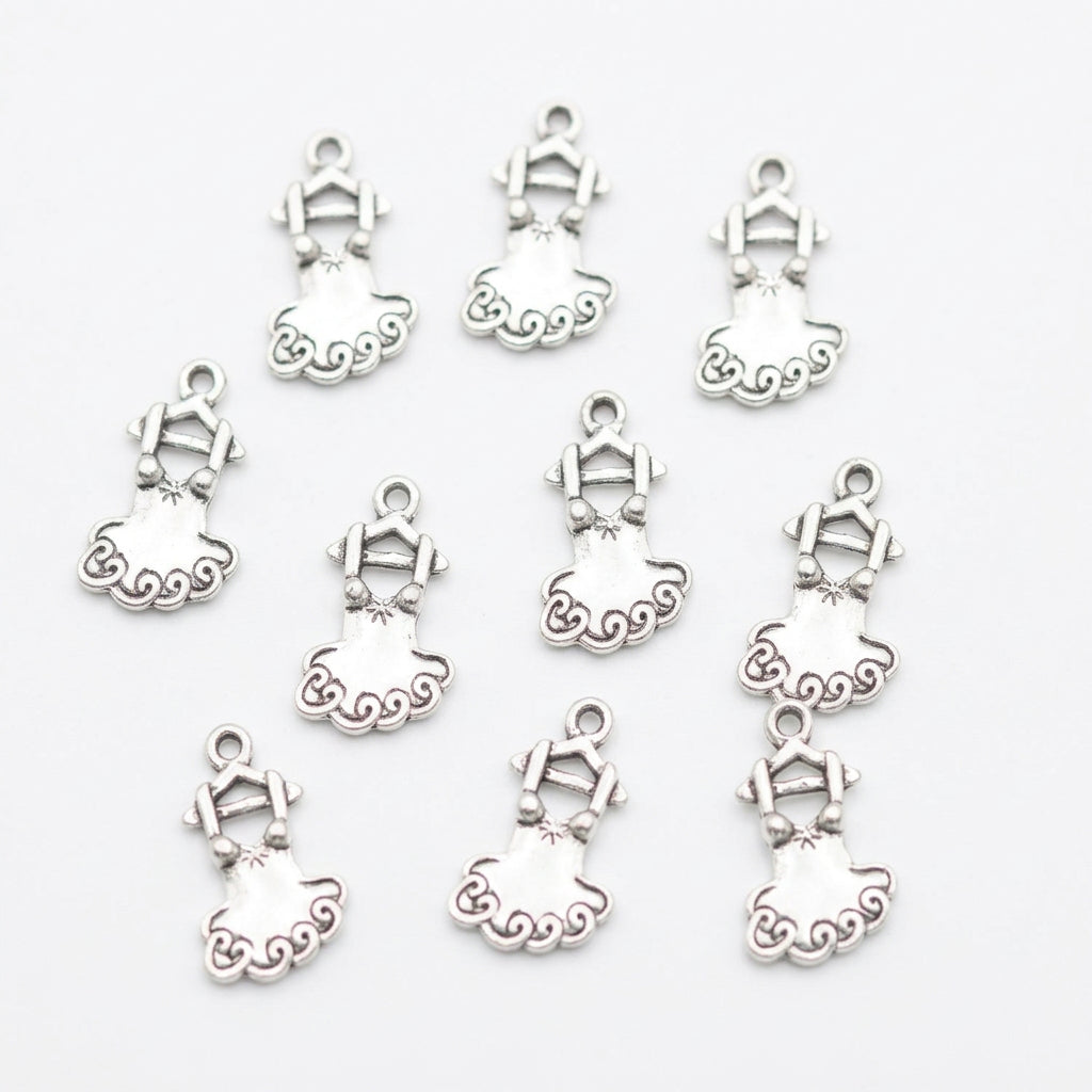10pc Silver Dress On Hangar Charms