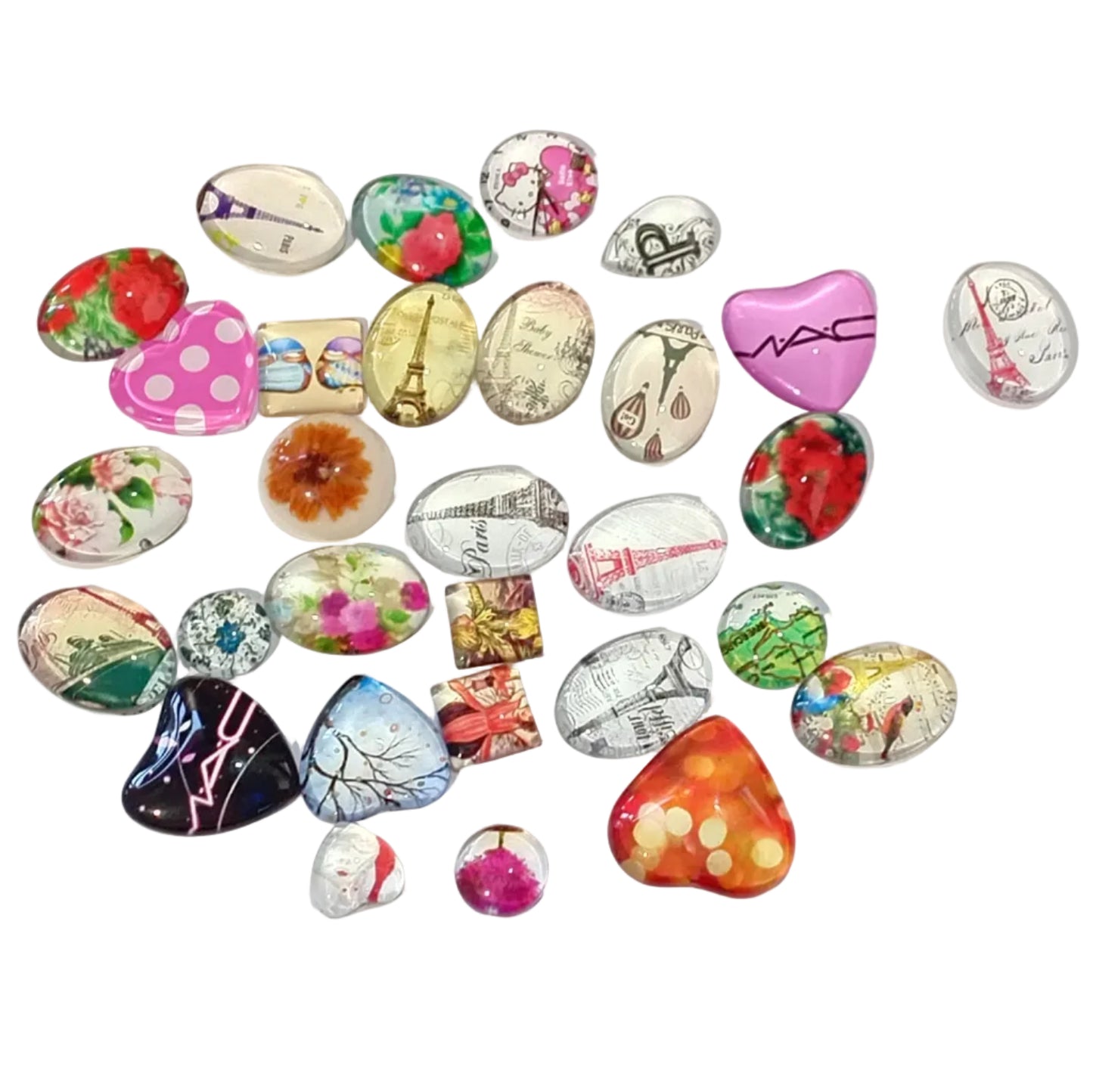 30pc Small Flat Back Glass Cabochon Pack