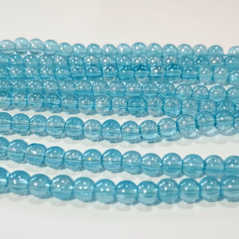 4mm Light Blue AB Round Glass Beads