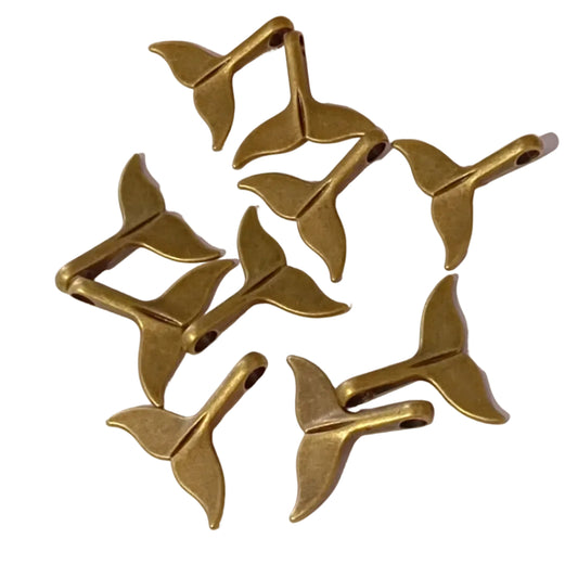 10pc Bronze Whale Tail Charm Pendants