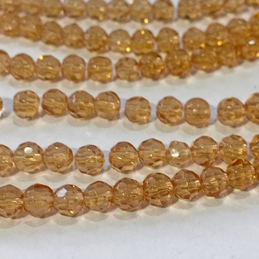 4mm Brown Faceted Round Acrylic Beads