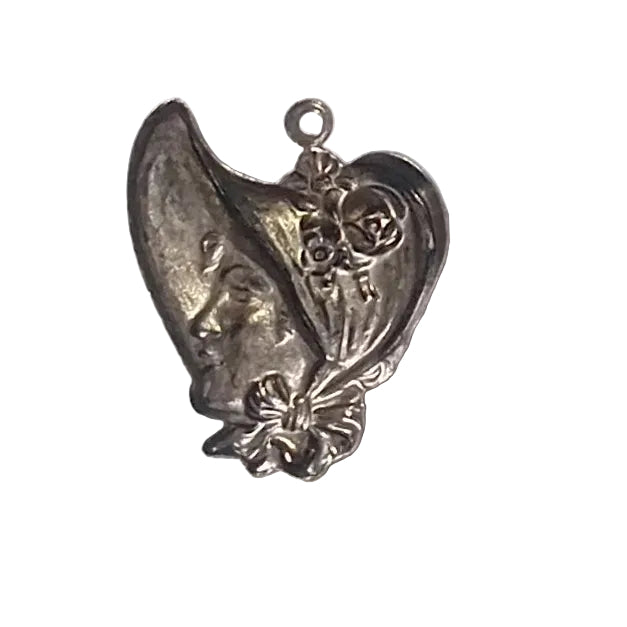 1pc Silver Vintage Lady USA Charm