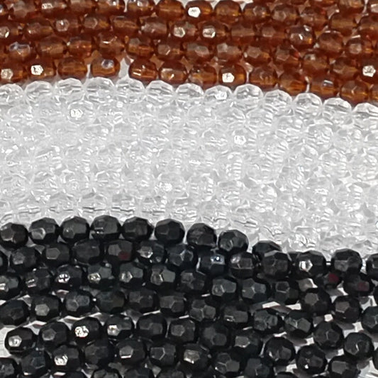 BULK SALE! 1000 Brown, Clear & Black Acrylic Faceted Beads
