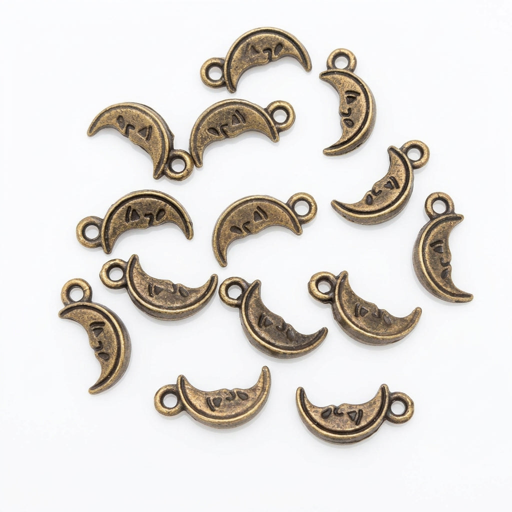 14pc Mini Bronze Half Moon Charms