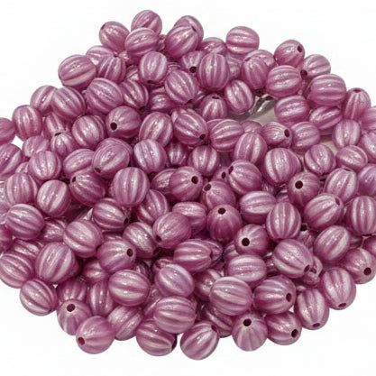 50g 8mm Metallic Purple Fluted Acrylic Beads