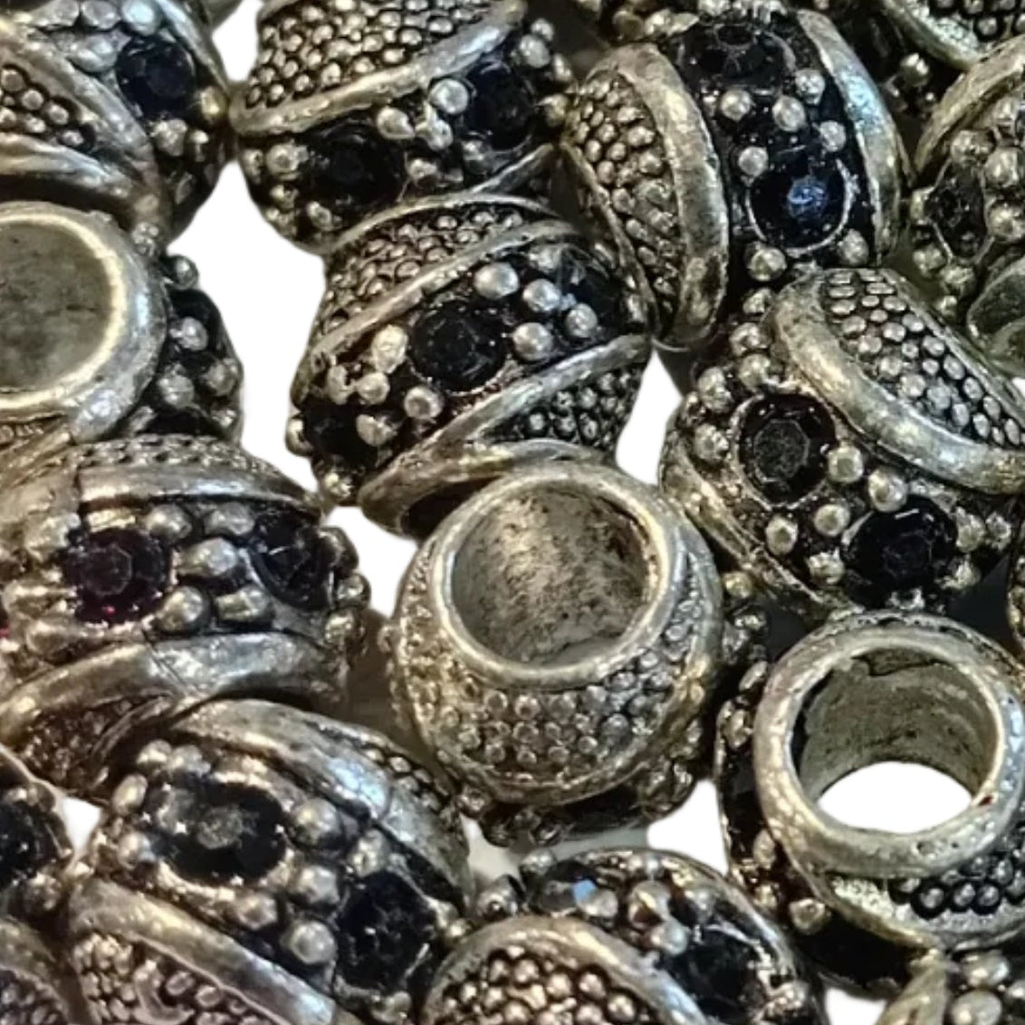 1pc Black European Rhinestone Barrel Bead