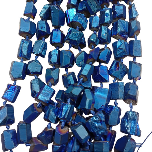Blue Cobalt Electroplated Quartz Beads