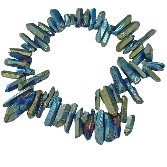 Titanium Aura Crystal Quartz Point Beads - Blue