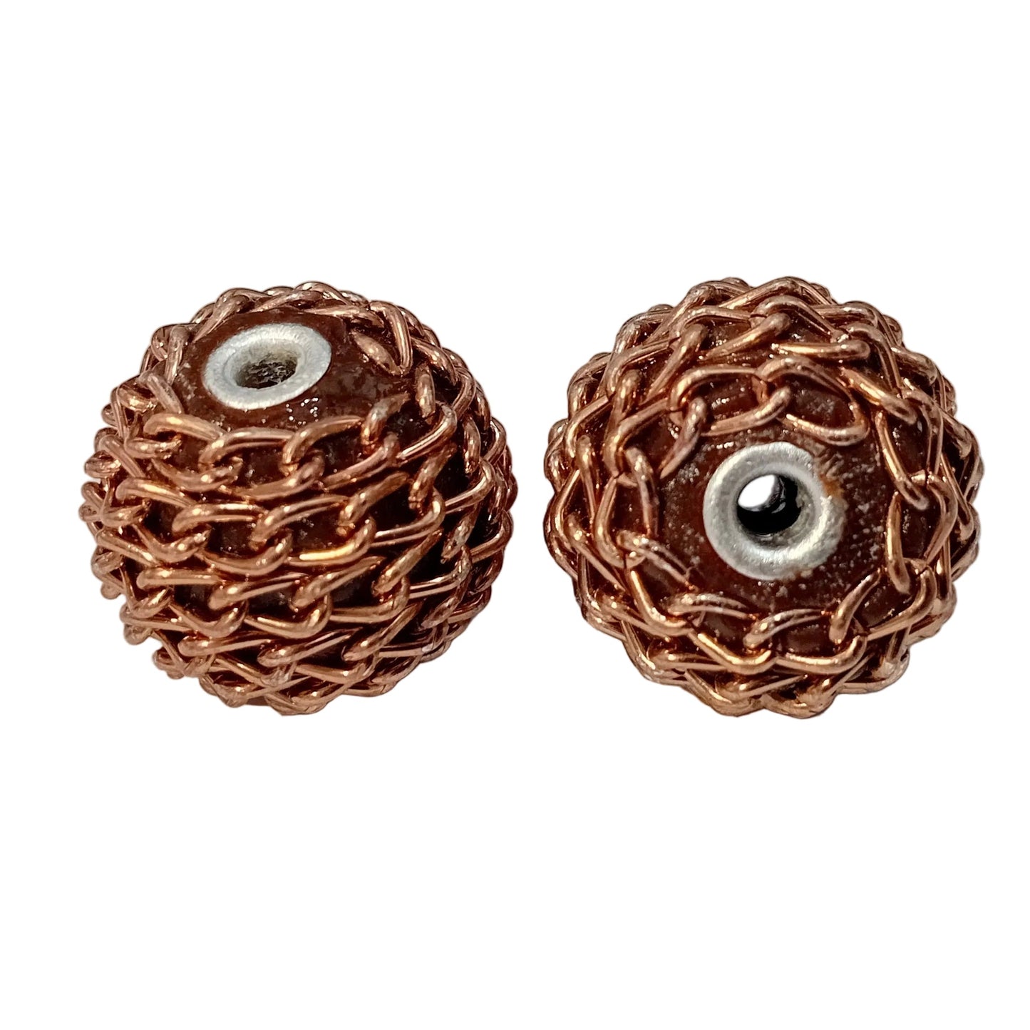 2pc Brown Wire Woven Kashmiri Beads