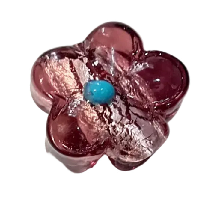 1pc 15mm Purple Flower Lampwork Bead