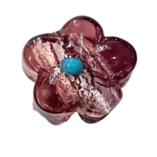 1pc 15mm Purple Flower Lampwork Bead