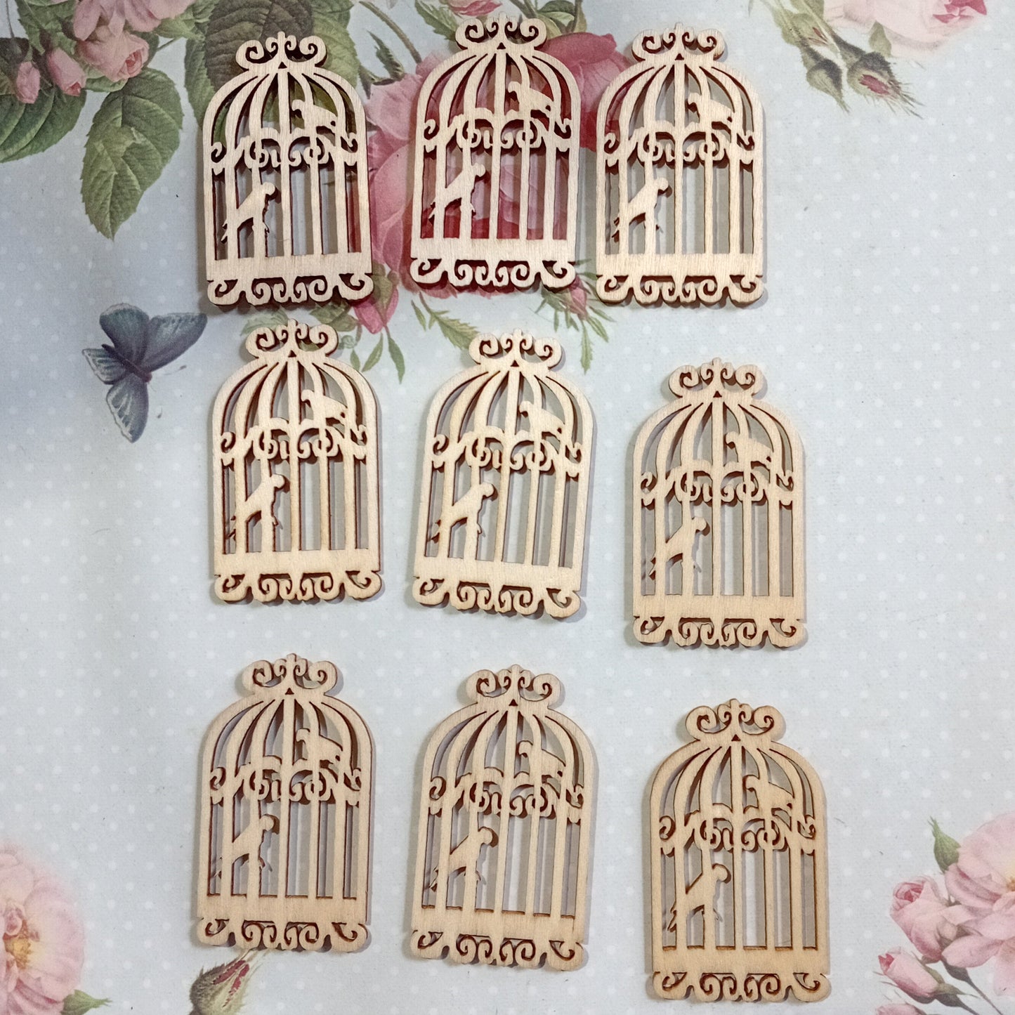 9pc Wooden Bird Cages