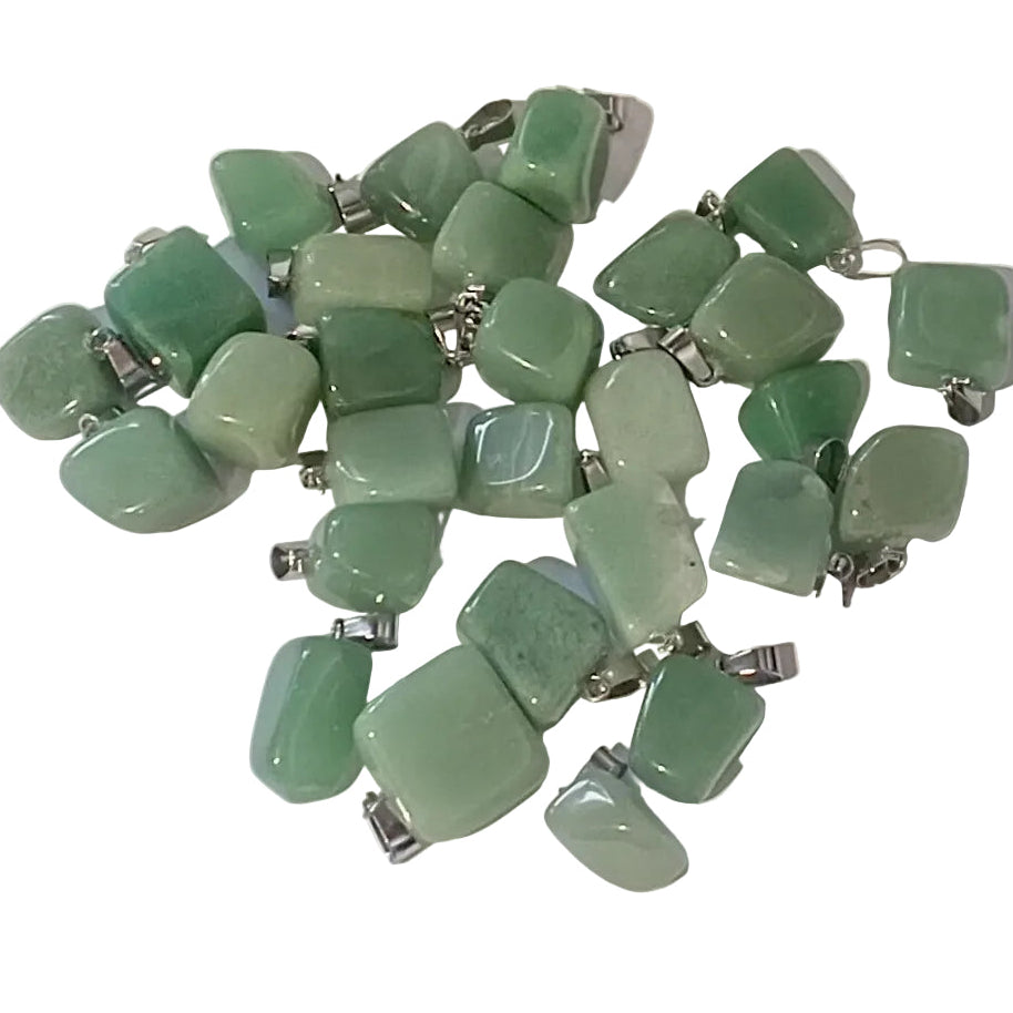 Green Aventurine Nugget Pendant with Bail