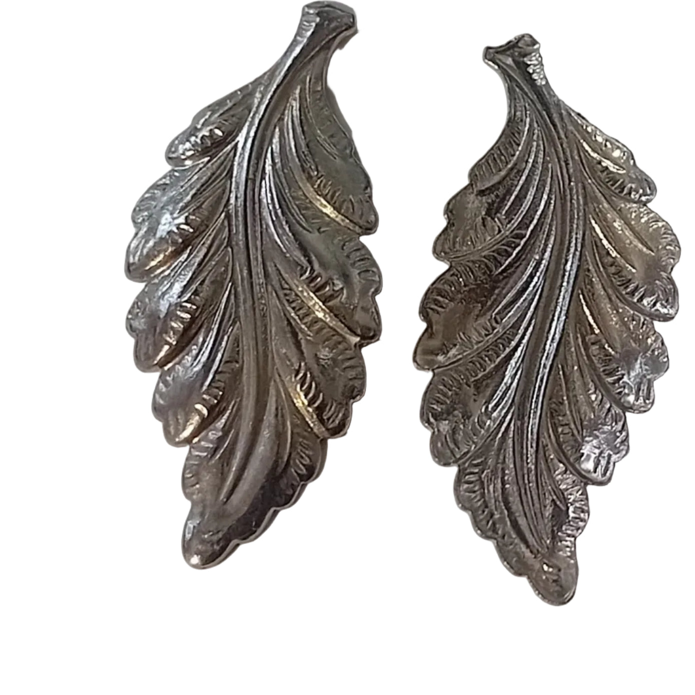 2pc Silver Vintage USA Leaf Charms