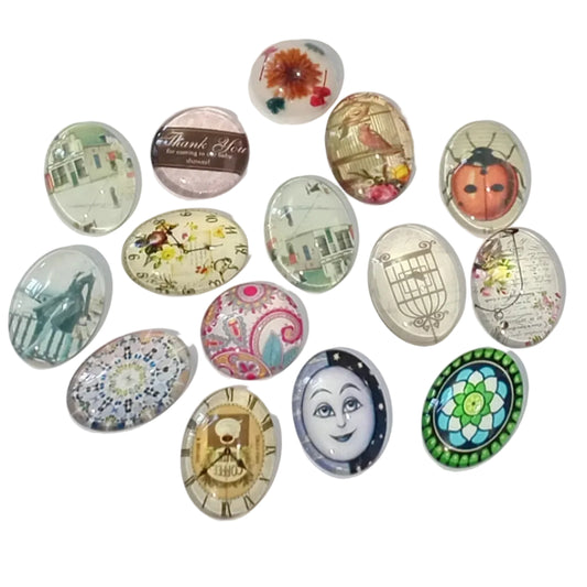 15pc Flat Back Glass Cabochon Pack