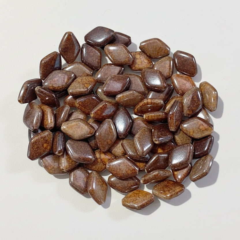 50pc 17mm Two Tone Brown AB Diamond Beads