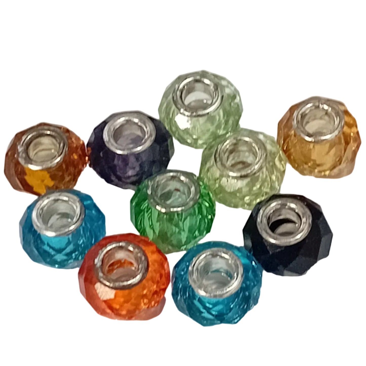 10pc Mixed Faceted Rondelle European Bead Pack