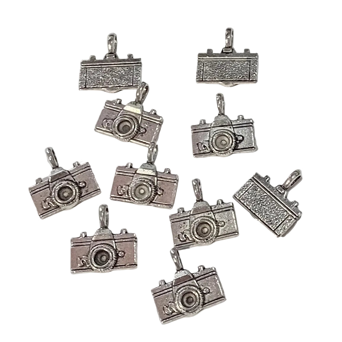 10pc Silver Vintage Style Camera Charms