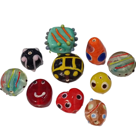 10pc UFO Lampwork Beads