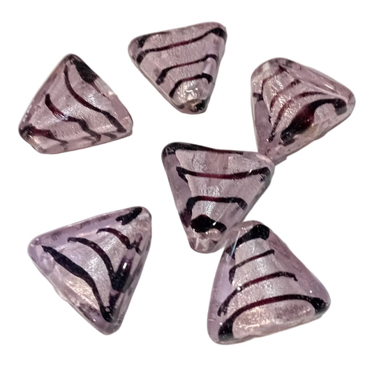 6pc 18mm Pink Triangle Lampwork Beads