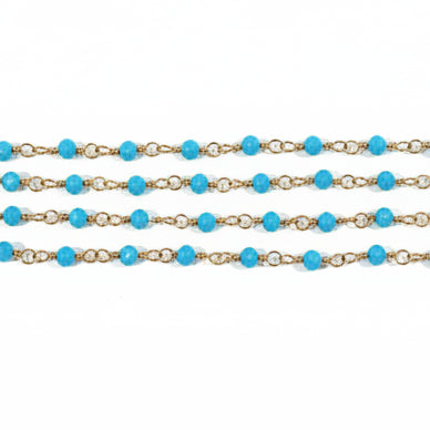 1m Blue Glass Designer Linked Chain