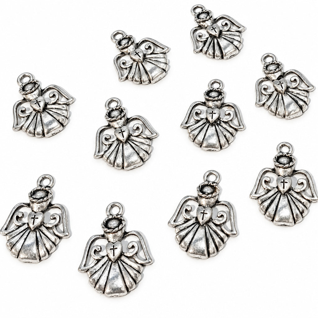 10pc Silver Guardian Angel Charms