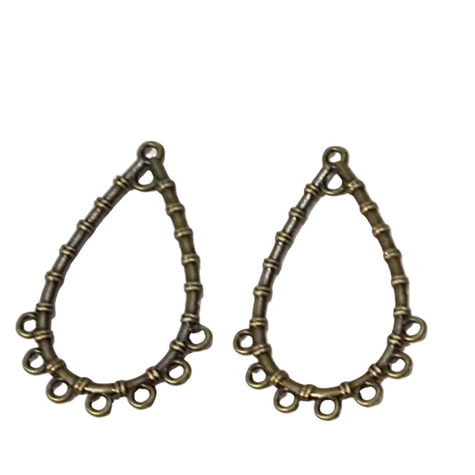 2pc Bronze Tear Drop Earring Connectors