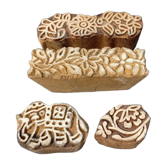 SALE! Set Of 4 Indian Block Stamps