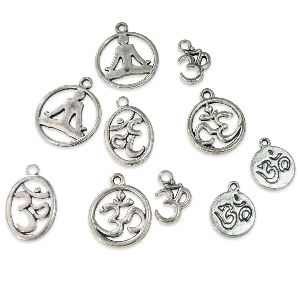 10pc Silver Ohm Pendant Pack