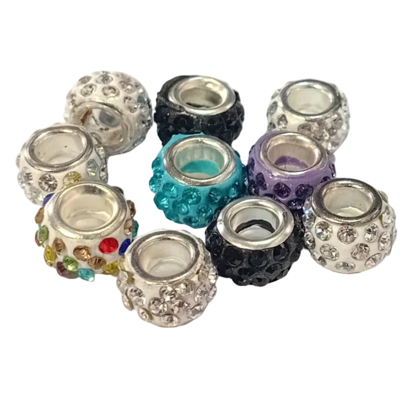 10pc Mix Of European Rhinestone Beads
