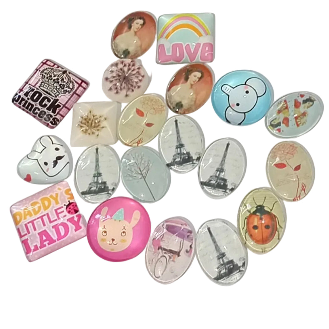 20pc Large Flat Back Glass Cabochon Pack