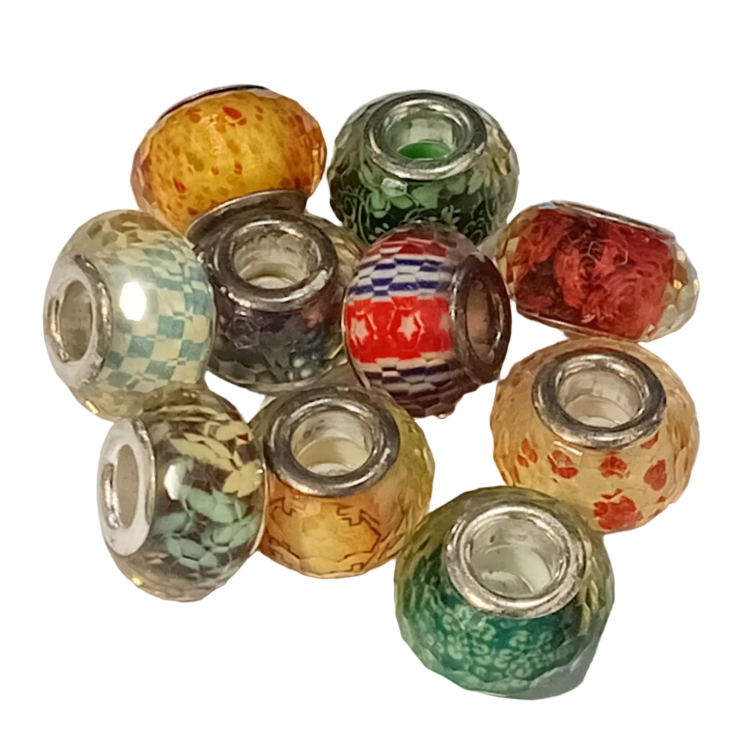 10pc Mixed Faceted European Bead Pack