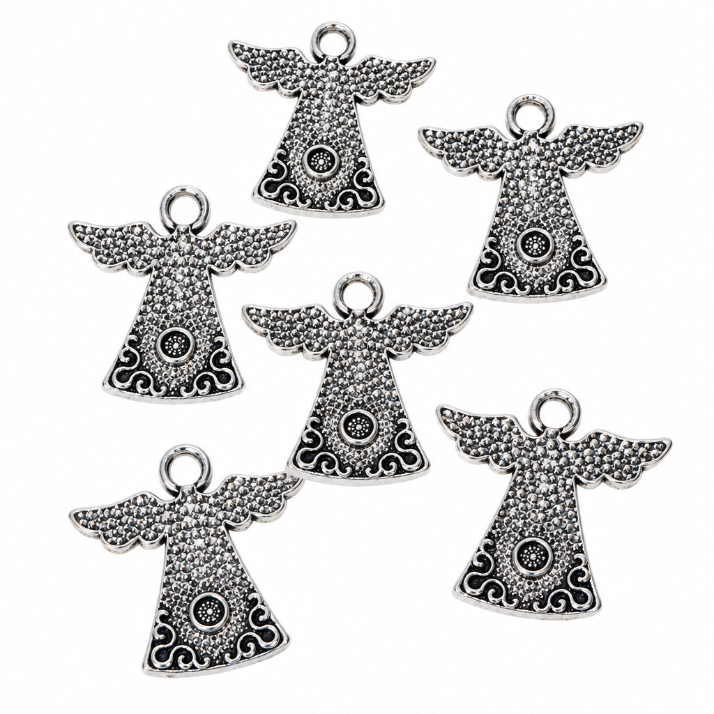 6pc Silver Angel Pendants