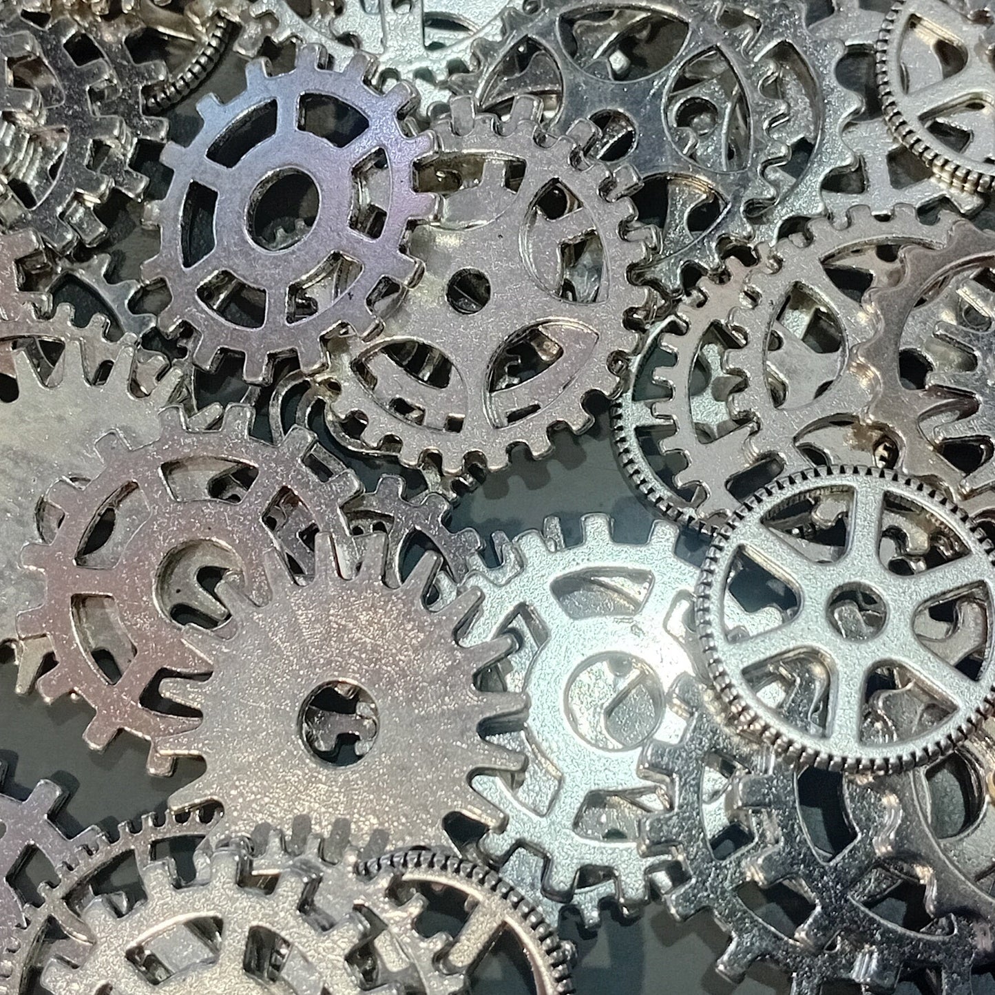 10pc Silver Mixed Steampunk Gears & Cogs