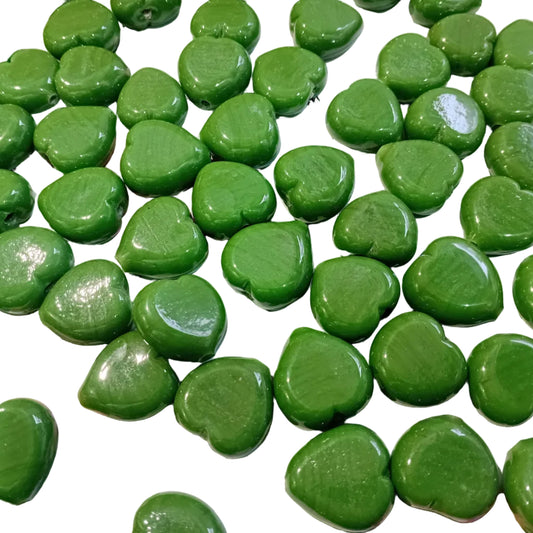 1pc 26mm Green Glass Heart Bead
