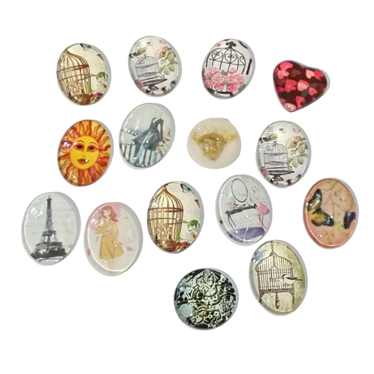 15pc Flat Back Glass Cabochon Pack