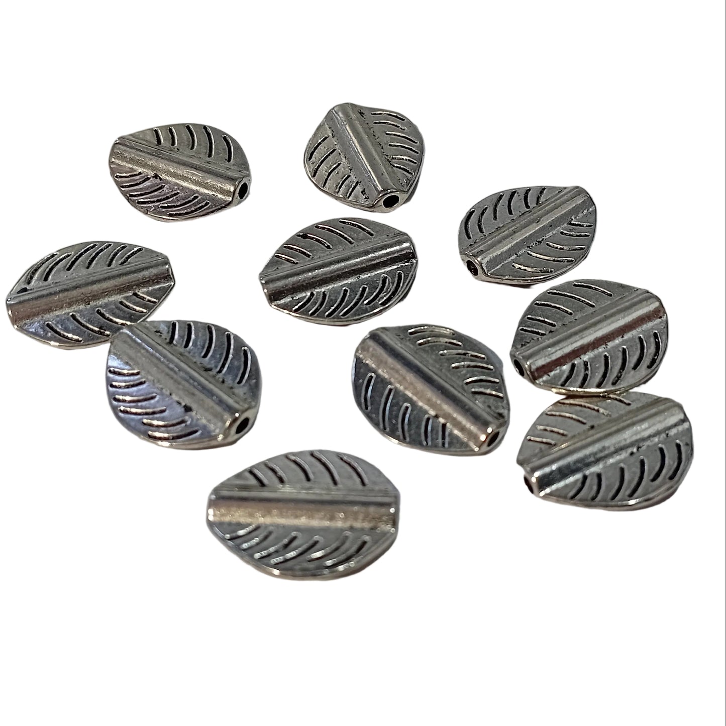 10pc 18mm Silver Metal Leaf Beads