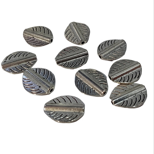10pc 18mm Silver Metal Leaf Beads