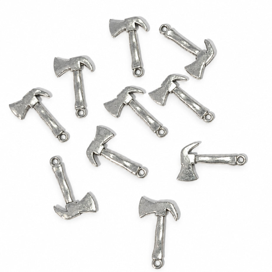 10pc Silver Hammer Charms